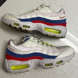 Nike Sneakers Cream White with Red Insole and Blue Trim